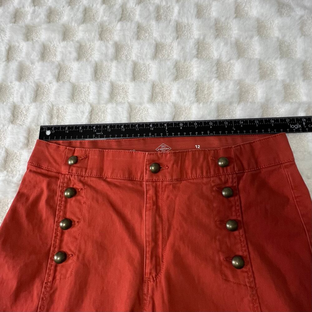 St Johns Bay Wide Leg Pants Womens 12 Orange Rust Sailor Buttons - Picture 5 of 9